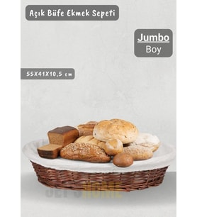Hasır Ekmek Sepeti Oval Açık Büfe Sepeti Yılbaşı Sepeti Jumbo Boy 55 cm