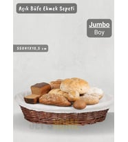 Hasır Ekmek Sepeti Oval Açık Büfe Sepeti Yılbaşı Sepeti Jumbo Boy 55 cm