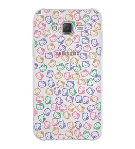 Samsung Galaxy J7 Kapak Hello Kitty Tasarımlı Şeffaf Silikon Kılıf