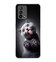 PrintiFy Oppo A74  ile Uyumlu 1mm Slim Fit Kedi 2 050c Baskılı Şeffaf  Kılıf