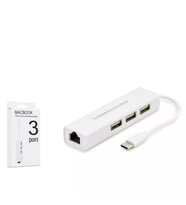 Hadron HDX7007 Type-C to Ethernet (LAN) + 3 Port USB Hub Adaptör - Beyaz