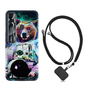 Tecno Spark 6 6 Go 8C 8 Pro 7 7 Pro Kılıf Boyun Askılı Silikon Astronot Panda 1755