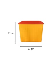 Sarı - Kırmızı, Kare Tırtıklı Plastik Temizlik Kovası – Saplı, Taşınabilir, Oyuncak Kovası, Saksı 11 Litre