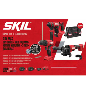 SKIL KOMBO SET 3 (20V MAX SDS + AVUÇ TASLAMA+ MATKAP VIDALAMA + 3 AKÜ + Sarj CIHAZI)