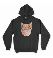 Mavi Gözlü Kedi Siyah Kapşonlu Sweatshirt Hoddie
