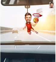 Kişiye Özel Karikatürlü Basketbolcu Ahşap Araba Dikiz Ayna Süsü