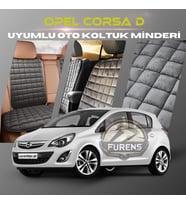 Opel Corsa D Antrasit Renk Tay Tüyü Cepli & Terletmez Sırtlı Oto Koltuk Minder Seti - Koltuk Koruma Kılıfı (ÖN & ARKA TAM SET)