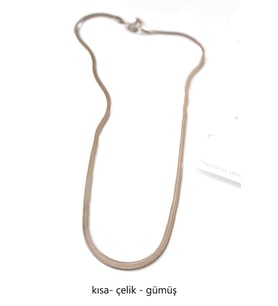 Kısa İtalyan Çelik Kolye-45 CM - Gümüş