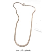 Kısa İtalyan Çelik Kolye-45 CM - Gümüş