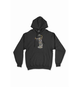 Sarhoş Astronot Siyah Sweatshirt Hoodie