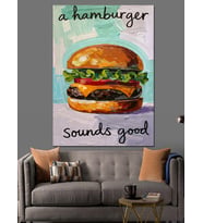 Hamburger Sounds Good Posteri Dekoratif Kanvas - Mdf Ahşap Tablo
