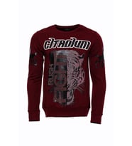 Bordo Taşlı Baskılı Sweatshirt - Wessi (Kahverengi)