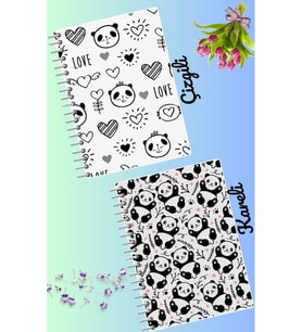 Panda defter seti 2 adet A4 boyutu 21*30 çizgili + kareli 60 syf