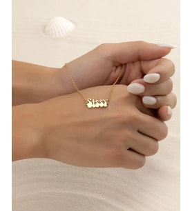 Kişiye Özel Bubble İsim Kolye 925K Gümüş (Gold)