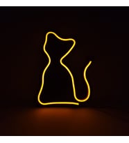 Destina Ahşap Kedi Temalı Neon Gece Lambası-Kedi Temalı Neon Masa ve Duvar Lambası 30cm*22cm