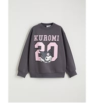 LCW Kids Gri Kuromi Baskılı Kız Çocuk Kalın Sweatshirt