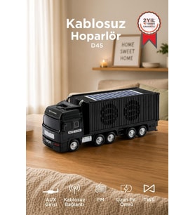 Torima Bluetooth Hoparlör Güneş Enerjili Tır Tasarımlı FM USB AUX Speaker D45 Siyah