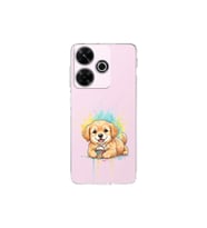 Redmi 13 4G ile Uyumlu Splash Köpek Tasarımlı Şeffaf Silikon Kılıf