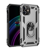 Durukar® iPhone 12 Mini Kılıf Sofya Yüzüklü Silikon Kapak - Gümüş