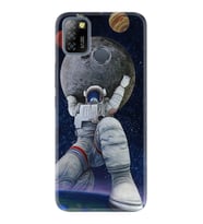 INFINIX Smart 4 5 6 Zero 8 S5 Pro Kılıf Desemli Silikon Astronot ve Dünya 1759