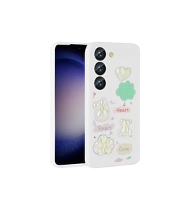 Samsung Galaxy A54 Uyumlu Kılıf Kabartma Figürlü Parlak Zore Toys Silikon Kapak (Beyaz)