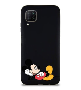 Huawei P40 Lite Soft Premier Kapak Mickey Mouse-F Tasarımlı Silikon Kılıf - Siyah (Şeffaf)