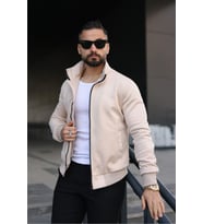 Dik Yaka Slim Fit Mevsimlik Astarlı Süet Ceket