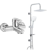 ECA Delta Banyo Bataryası+T-MAY Banyo Çamlıca Kare Tepe Duş Takımı Seti Paslanma (Krom)