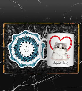 Kişiye Özel Tasarım Kupa & Handmade Makrome Bardak Altlığı
