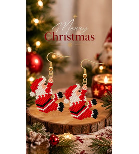 Miyuki Boncuk El Yapımı Noel Baba Küpe Yılbaşı Christmas Noel