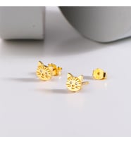 14 Ayar Altın Sade Kedi Küpe 1,19 gr