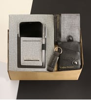 Kişiye Özel Termo Deri Gri Defter &  Kişiye Özel Metal Roller Kalem &  Kişiye Özel Erkek Cüzdan &  Kartlık & Anahtarlık Hediye Seti