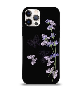 Apple iPhone 12 Pro Max  Lansman Kılıf Lavanta-Kelebek Tasarımlı Altı Kapalı İçi Kadife Kaplı  Kapak (Şeffaf)
