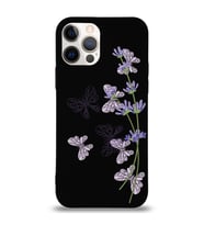 Apple iPhone 12 Pro Max  Lansman Kılıf Lavanta-Kelebek Tasarımlı Altı Kapalı İçi Kadife Kaplı  Kapak (Şeffaf)