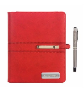 Kişiye Özel Organizerli Tarihsiz Sonsuz Ajanda ve Kalem Seti - Kırmızı Renk