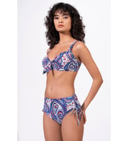 Endeep Kadın Büyük Beden Balenli Destekli Mavi Etnik Desenli Bikini Takımı