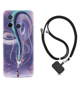 Xiaomi Redmi 12C Kılıf Silikon Boyun Askılı İpli Desenli Silikon Kız ve Ejderha 1742