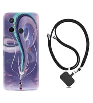 Xiaomi Redmi 12C Kılıf Silikon Boyun Askılı İpli Desenli Silikon Kız ve Ejderha 1742