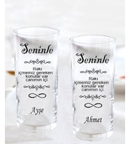 Kişiye Özel 2 li isim Yazdırılabilir Rakı Bardağı seninle rakı içmemiz gereken konular var canımın içi yazılı