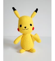 ElcHandmade Amigurumi Örgü Pokemon Pikachu Oyun Figürü (Sarı)