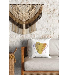 Aşık Çiftler Desenli Çift Yön Dijital Baskılı Dekoratif Kırlent Kılıfı Yastık Kılıfı 39x39cm