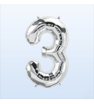 3 Yaş Rakam Gümüş Folyo Balon - 76 cm