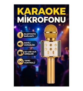 Karaoke Mikrofonlu Bluetooth Hoparlör SD USB AUX Girişli Taşınabilir Ses Sistemi