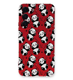 Samsung Galaxy S22 Uyumlu Lansman Kılıf Panda Tasarımlı İçi Kadife Kapak-Kırmızı (Şeffaf)