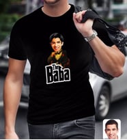 BK Gift Kişiye Özel Godfather Baba Karikatürlü Siyah T-Shirt-3