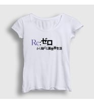 Presmono Kadın Beyaz Logo Anime Re Zero T-Shirt 543717tt (Beyaz)
