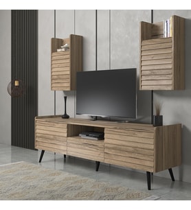 Della Panjur Kapaklı 2 Kapak 1 Çekmece Premium 180 Cm Tv Ünitesi - Minifiks - Pera - Siyah