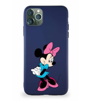 Apple iPhone 11 Pro Max Soft Premier Kapak Minnie Mouse-F Tasarımlı Silikon Kılıf - Lacivert (Şeffaf)