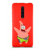Xiaomi Mi 9T Soft Premier Kapak Patrick Yıldız Tasarımlı Silikon Kılıf - Kırmızı (Şeffaf)