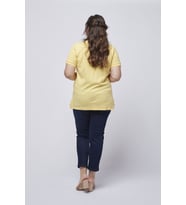 21305 Kısa Kollu Büyük Beden Lakost Kumaş T-Shirt Sarı